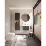 VitrA Root Groove Boy Dolabı, 40 cm, İki Kapaklı, Kısa, Çamaşır Sepetli, Mat Grafit, Sağ - Görsel 2