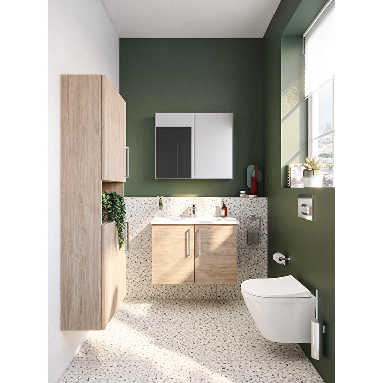 VitrA Root Flat Boy Dolabı, 55 cm, İki Kapaklı, Dar, Kısa, Doğal Meşe - Görsel 2