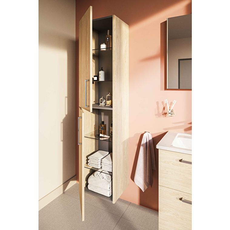 VitrA Root Flat Boy Dolabı, 40 cm, İki Kapaklı, Doğal Meşe - Görsel 4