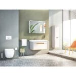 VitrA Sento Boy Dolabı, 40 cm, İki Kapaklı, Çamaşır Sepetli, Prizli, Mat Açık Gri, Sol - Görsel 13
