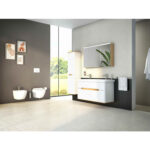 VitrA Sento Lavabo Dolabı, 130 cm, İki Çekmeceli, Çift Hazneli Lavabolu, Aydınlatmalı, Mat Beyaz - Görsel 4
