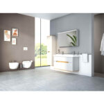 VitrA Sento Lavabo Dolabı, 130 cm, İki Çekmeceli, Çift Hazneli Lavabolu, Aydınlatmalı, Mat Açık Gri - Görsel 4