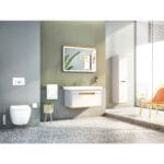 VitrA Sento Boy Dolabı, 40 cm, İki Kapaklı, Çamaşır Sepetli, Prizli, Mat Açık Gri, Sol - Görsel 9