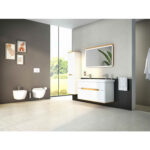VitrA Sento Lavabo Dolabı, 130 cm, İki Çekmeceli, Çift Hazneli Lavabolu, Aydınlatmalı, Mat Beyaz - Görsel 2