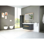 VitrA Sento Lavabo Dolabı, 130 cm, İki Çekmeceli, Çift Hazneli Lavabolu, Aydınlatmalı, Mat Antrasit - Görsel 2