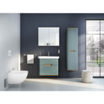 VitrA Sento Lavabo Dolabı, 80 cm, İki Çekmeceli, Aydınlatmalı, Mat Fiyord Yeşili - Görsel 5
