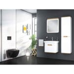 VitrA Sento Boy Dolabı, 40 cm, İki Kapaklı, Çamaşır Sepetli, Prizli, Mat Beyaz, Sol - Görsel 13