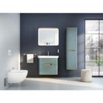 VitrA Sento Lavabo Dolabı, 80 cm, İki Çekmeceli, Aydınlatmalı, Mat Fiyord Yeşili - Görsel 7