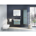 VitrA Sento Lavabo Dolabı, 100 cm, İki Çekmeceli, Aydınlatmalı, Mat Fiyord Yeşili - Görsel 9