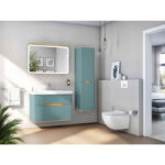 VitrA Sento Lavabo Dolabı, 100 cm, İki Çekmeceli, Aydınlatmalı, Mat Fiyord Yeşili - Görsel 5