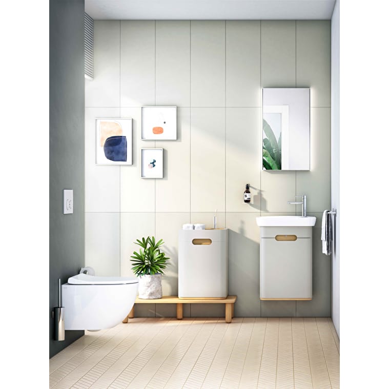 VitrA Sento Lavabo Dolabı, 50 cm, Bir Kapaklı, Dar, Aydınlatmalı, Mat Açık Gri, Sağ - Görsel 3