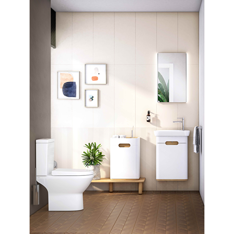 VitrA Sento Lavabo Dolabı, 50 cm, Bir Kapaklı, Dar, Aydınlatmalı, Mat Beyaz, Sol - Görsel 30