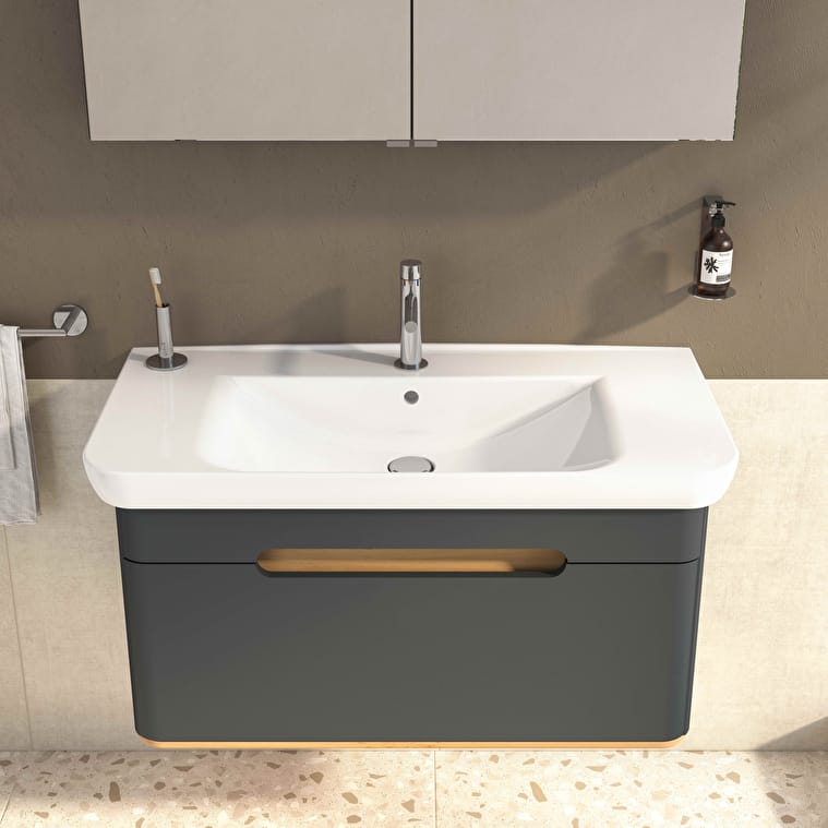 VitrA Sento Lavabo Dolabı, 100 cm, Bir Çekmeceli, Aydınlatmalı, Mat Antrasit - Görsel 13