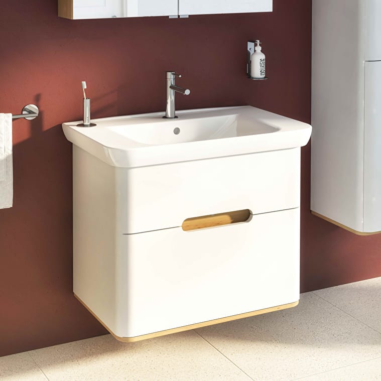 VitrA Sento Lavabo Dolabı, 80 cm, İki Çekmeceli, Aydınlatmalı, Mat Beyaz - Görsel 5