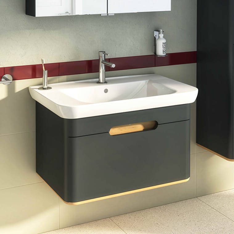 VitrA Sento Lavabo Dolabı, 80 cm, Bir Çekmeceli, Aydınlatmalı, Mat Antrasit - Görsel 13