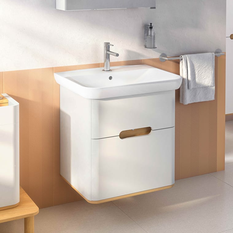 VitrA Sento Lavabo Dolabı, 65 cm, İki Çekmeceli, Aydınlatmalı, Mat Açık Gri - Görsel 3