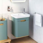 VitrA Sento Lavabo Dolabı, 50 cm, Bir Kapaklı, Dar, Aydınlatmalı, Mat Fiyord Yeşili, Sol - Görsel 4