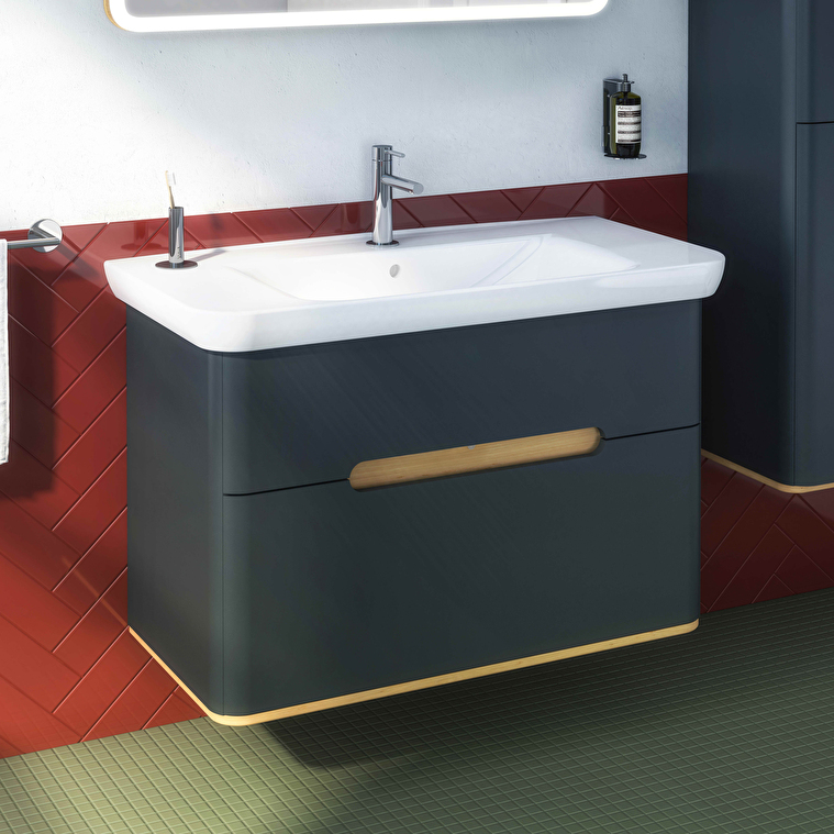 VitrA Sento Lavabo Dolabı, 100 cm, İki Çekmeceli, Aydınlatmalı, Mat Antrasit - Görsel 17