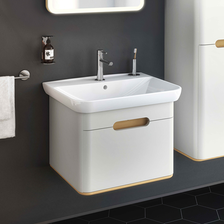 VitrA Sento Lavabo Dolabı, 65 cm, Bir Çekmeceli, Aydınlatmalı, Mat Açık Gri - Görsel 2