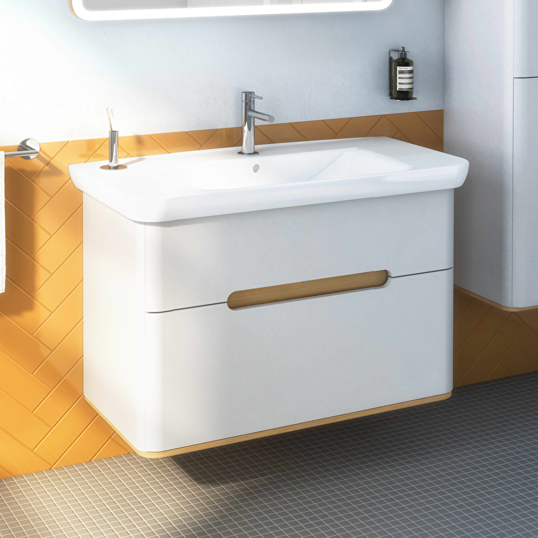 VitrA Sento Lavabo Dolabı, 100 cm, İki Çekmeceli, Aydınlatmalı, Mat Açık Gri - Görsel 7