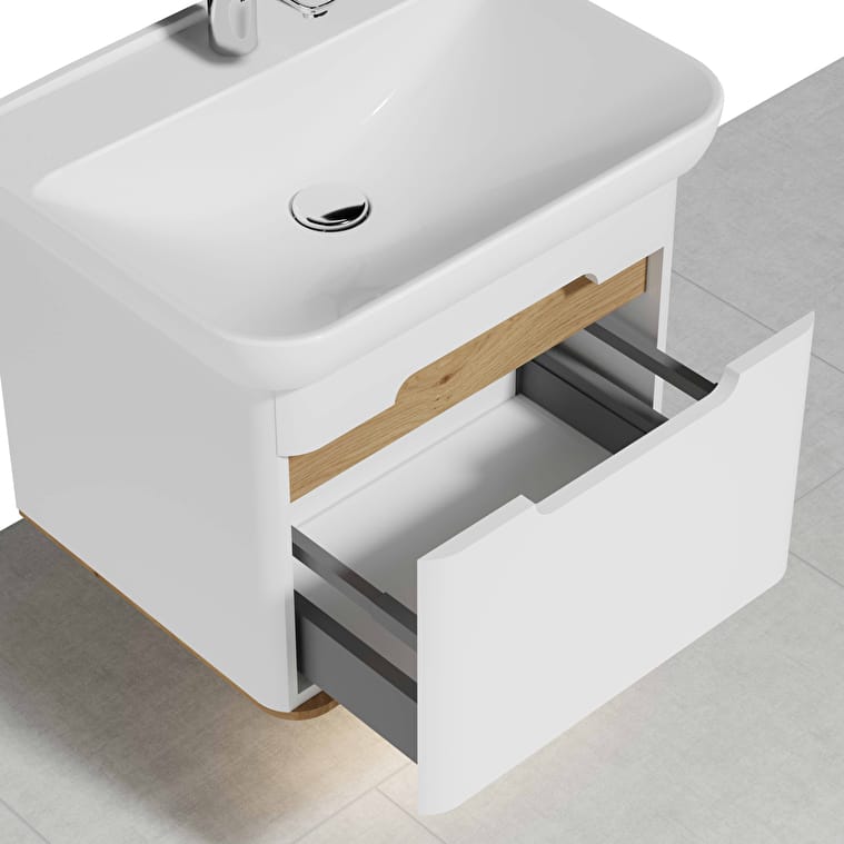 VitrA Sento Lavabo Dolabı, 65 cm, Bir Çekmeceli, Aydınlatmalı, Mat Beyaz - Görsel 9