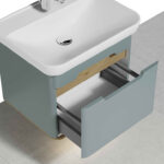 VitrA Sento Lavabo Dolabı, 65 cm, Bir Çekmeceli, Aydınlatmalı, Mat Fiyord Yeşili - Görsel 6