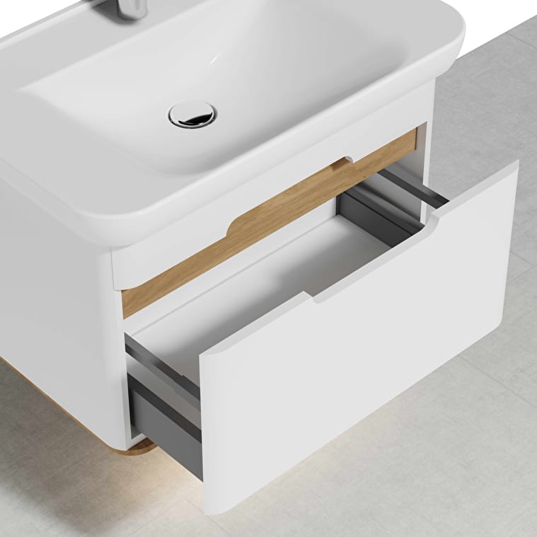 VitrA Sento Lavabo Dolabı, 80 cm, Bir Çekmeceli, Aydınlatmalı, Mat Beyaz - Görsel 10