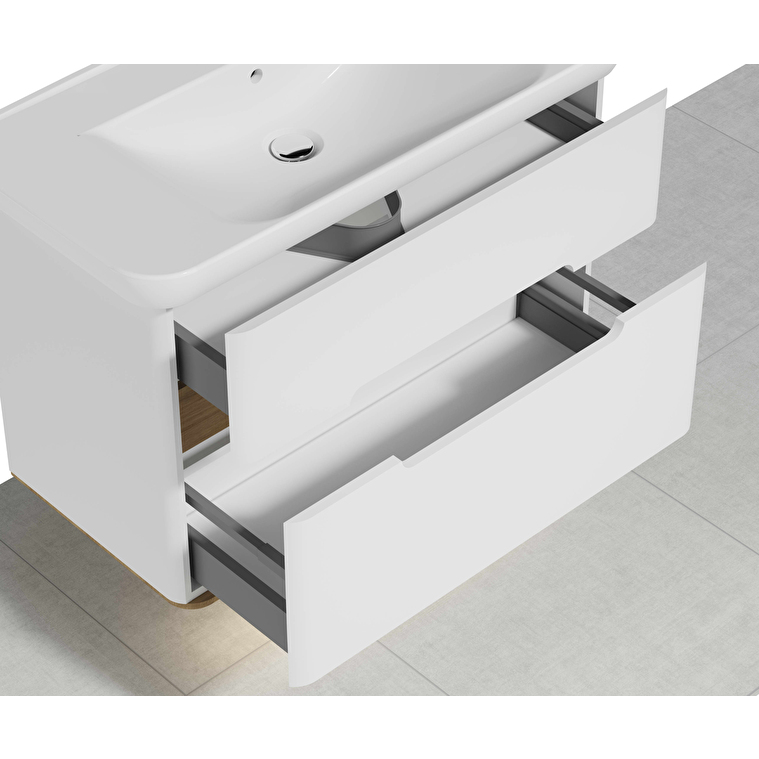 VitrA Sento Lavabo Dolabı, 100 cm, İki Çekmeceli, Aydınlatmalı, Mat Beyaz - Görsel 5