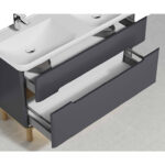 VitrA Sento Lavabo Dolabı, 130 cm, İki Çekmeceli, Çift Hazneli Lavabolu, Aydınlatmalı, Mat Antrasit - Görsel 6
