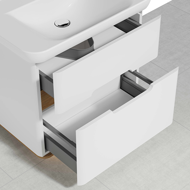 VitrA Sento Lavabo Dolabı, 80 cm, İki Çekmeceli, Aydınlatmalı, Mat Beyaz - Görsel 13