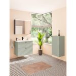 VitrA Root Groove Lavabo Dolabı, 80 cm, İki Çekmeceli, Yuvarlak Lavabo, Mat Retro Yeşil - Görsel 5
