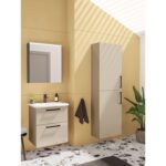 VitrA Root Flat Lavabo Dolabı, 60 cm, İki Çekmeceli, Dar, Yuvarlak Lavabo, Parlak Sahra Beji - Görsel 7