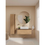 VitrA Nuo Lavabo Dolabı, 100 cm, Bir Çekmeceli, Çanak Lavabo, Cam Tezgah, Altın Meşe - Görsel 3