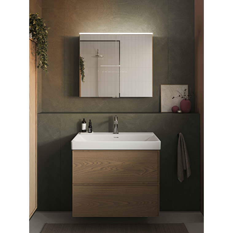 VitrA Metropole Edge Dolaplı Ayna, 80 cm, Aydınlatmalı, Açık Meşe - Görsel 4