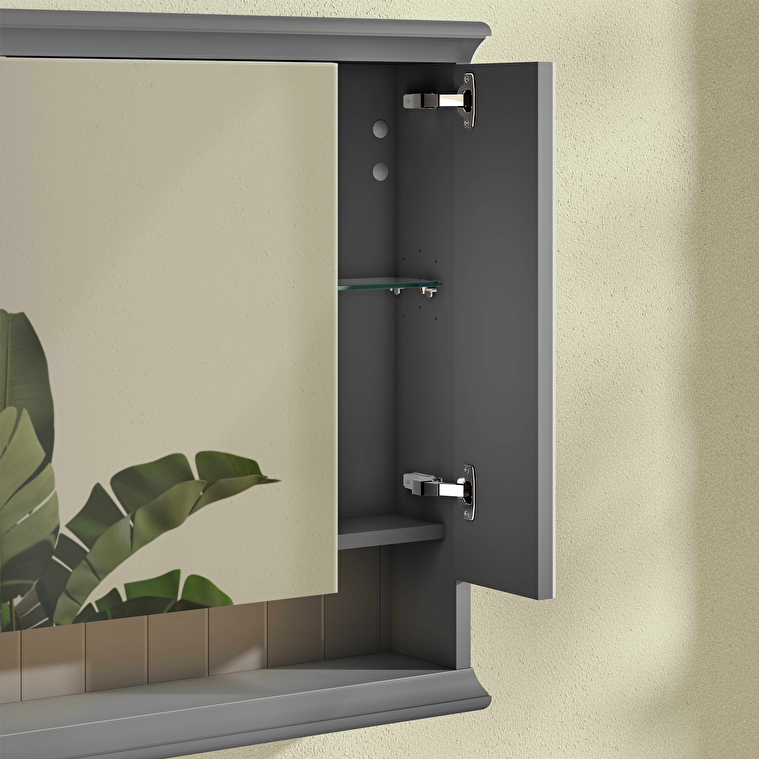 VitrA Valarte Dolaplı Ayna, 80 cm, Üç Kapaklı, Mat Gri - Görsel 3