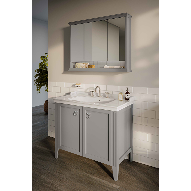 VitrA Valarte Dolaplı Ayna, 100 cm, Üç Kapaklı, Mat Gri - Görsel 7