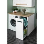VitrA Sento Demonte Çamaşır Makinesi Ünitesi, 105 cm, Bir Çekmeceli, Çamaşır Sepetli, Mat Beyaz, Sağ - Görsel 3