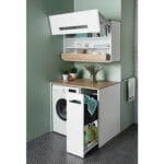 VitrA Sento Demonte Çamaşır Makinesi Ünitesi, 105 cm, Bir Çekmeceli, Çamaşır Sepetli, Mat Beyaz, Sağ - Görsel 7