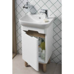 VitrA Sento Lavabo Dolabı, 50 cm, Bir Kapaklı, Dar, Aydınlatmalı, Mat Beyaz, Sol - Görsel 21
