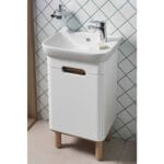 VitrA Sento Lavabo Dolabı, 50 cm, Bir Kapaklı, Dar, Aydınlatmalı, Mat Beyaz, Sol - Görsel 17
