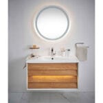 VitrA Frame Lavabo Dolabı, 80 cm, İki Çekmeceli, Beyaz Etajerli Lavabolu, Mat Soft Beyaz & Dore Meşe - Görsel 18