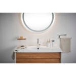 VitrA Frame Lavabo Dolabı, 80 cm, İki Çekmeceli, Beyaz Etajerli Lavabolu, Mat Soft Beyaz & Dore Meşe - Görsel 4