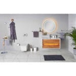 VitrA Frame Lavabo Dolabı, 80 cm, İki Çekmeceli, Beyaz Etajerli Lavabolu, Mat Soft Beyaz & Dore Meşe - Görsel 19