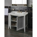 VitrA Valarte Lavabo Dolabı, 80 cm, İki Kapaklı, Etajerli Lavabolu, Mat Gri - Görsel 7
