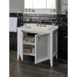 VitrA Valarte Lavabo Dolabı, 100 cm, İki Kapaklı, Etajerli Lavabolu, Üç Armatür Delikli, Mat Beyaz - Görsel 3