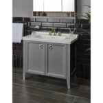VitrA Valarte Lavabo Dolabı, 80 cm, İki Kapaklı, Etajerli Lavabolu, Mat Gri - Görsel 6
