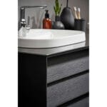VitrA Frame Lavabo Dolabı, 80 cm, İki Çekmeceli, Tezgahüstü Tv-Shape Lavabolu, Armatür Deliksiz, Mat Soft Siyah & Hareli Siyah Meşe - Görsel 6
