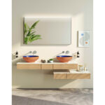 VitrA Origin Tezgah, 150 cm, Üç Çekmeceli, Çift Sifon Delikli, Açık Meşe - Görsel 2