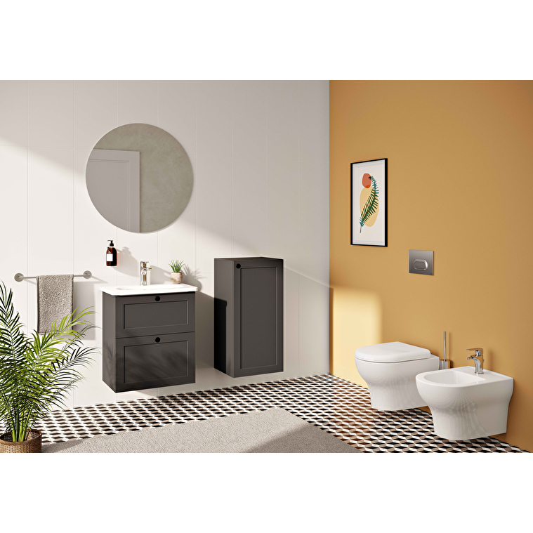 VitrA Root Classic Lavabo Dolabı, 60 cm, İki Çekmeceli, Klasik Lavabo, Mat Lacivert - Görsel 3