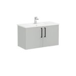 VitrA Root Flat Lavabo Dolabı, 100 cm, İki Kapaklı, Köşeli Lavabo, Parlak İnci Grisi